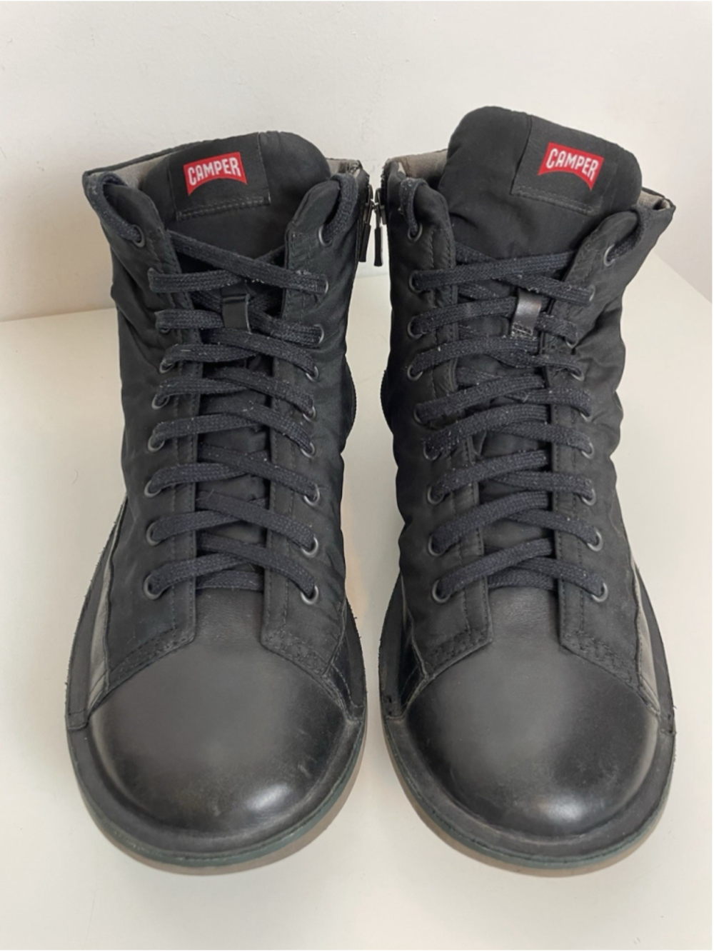 CAMPER Beetle Leather Ankle Boots Shoes Mens 43 Black Goretex GTX Zip Up Lace